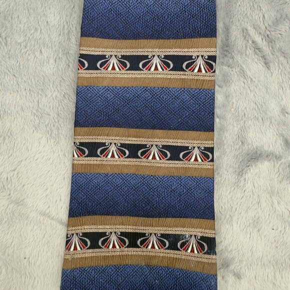 Evan-Picone Abstract Men’s Necktie Blue and Gold 100% Silk Length 58" - Picture 3 of 8